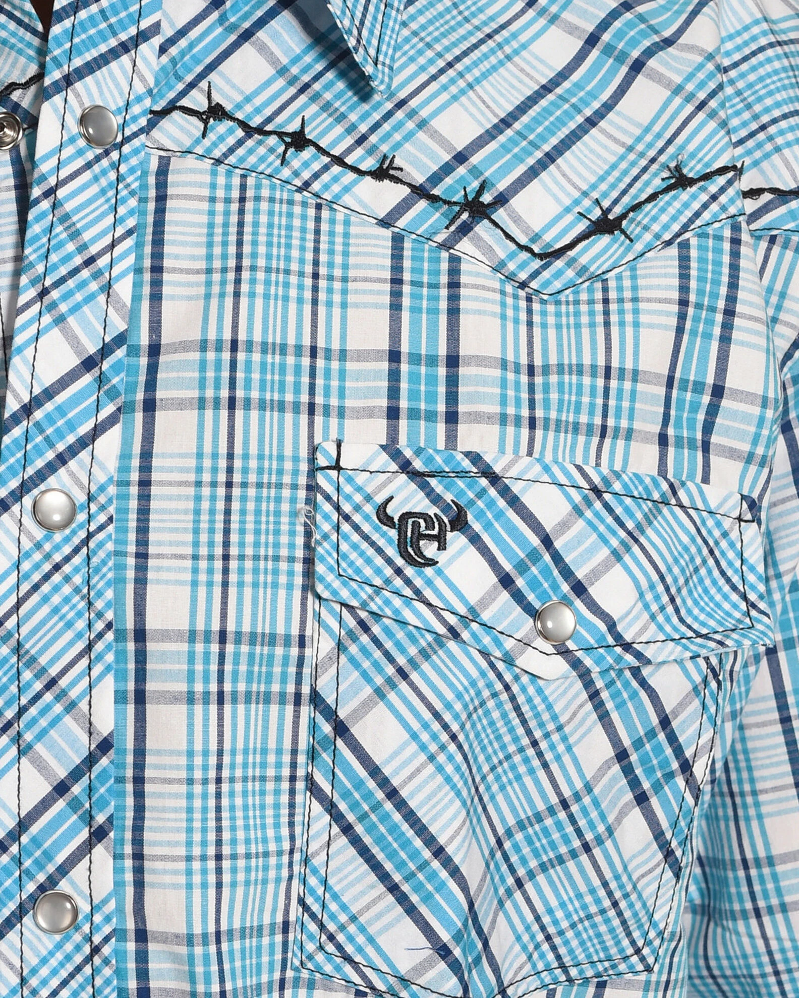 Cowboy Hardware Men's Picnic Plaid Long Sleeve Western Shirt Blue 4 Cowboy Hardware Men's Picnic Plaid Long Sleeve Western Shirt Blue - Image 2