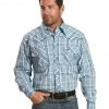 Cowboy Hardware Men's Picnic Plaid Long Sleeve Western Shirt  Blue -Cowboy Hardware Shop 2000230705 400 P1