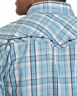 Cowboy Hardware Men's Picnic Plaid Long Sleeve Western Shirt Blue 8 Cowboy Hardware Men's Picnic Plaid Long Sleeve Western Shirt Blue -Cowboy Hardware Shop 2000230705 400 P2