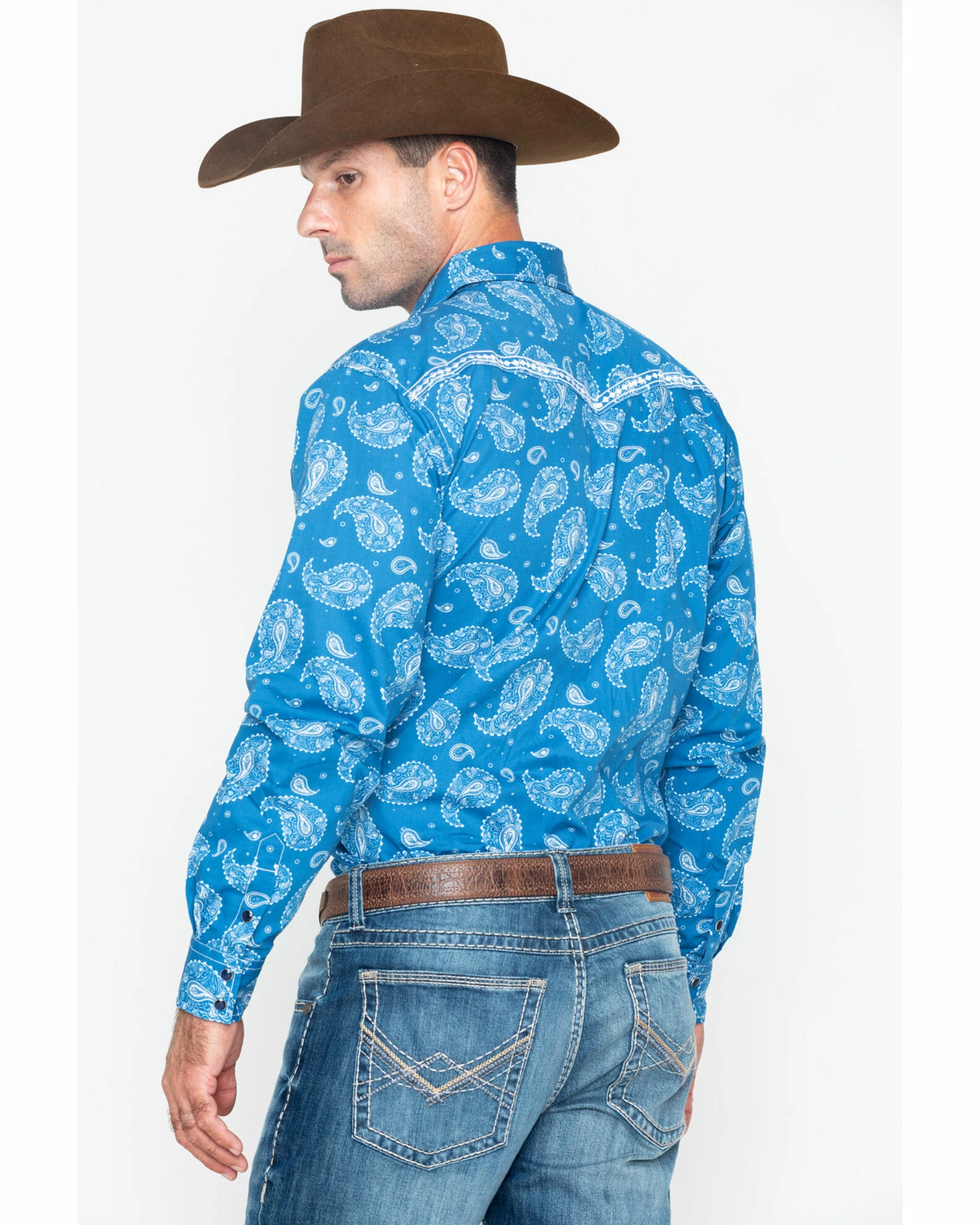 Cowboy Hardware Men's Paisley Print Long Sleeve Shirt Blue 4 Cowboy Hardware Men's Paisley Print Long Sleeve Shirt Blue - Image 2