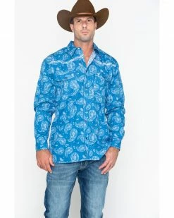 Cowboy Hardware Men's Paisley Print Long Sleeve Shirt Blue 13 Cowboy Hardware Men's Paisley Print Long Sleeve Shirt Blue -Cowboy Hardware Shop 2000242571 400 P5
