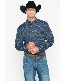 Cowboy Hardware Men's Diamond Print Long Sleeve Western Shirt  Navy -Cowboy Hardware Shop 2000242572 410 P1 1