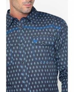 Cowboy Hardware Men's Diamond Print Long Sleeve Western Shirt  Navy -Cowboy Hardware Shop 2000242572 410 P3