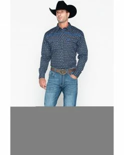Cowboy Hardware Men's Diamond Print Long Sleeve Western Shirt  Navy -Cowboy Hardware Shop 2000242572 410 P6
