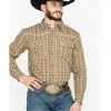 Cowboy Hardware Men's Double Diamond Print Long Sleeve Western Shirt  Tan -Cowboy Hardware Shop 2000253973 280 P1