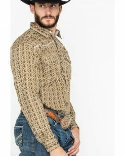 Cowboy Hardware Men's Double Diamond Print Long Sleeve Western Shirt  Tan -Cowboy Hardware Shop 2000253973 280 P3