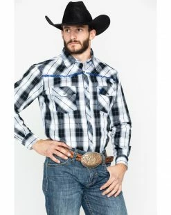 Cowboy Hardware Men's Block Plaid Long Sleeve Western Shirt  Black -Cowboy Hardware Shop 2000253975 001 P1 1