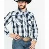 Cowboy Hardware Men's Block Plaid Long Sleeve Western Shirt  Black -Cowboy Hardware Shop 2000253975 001 P1