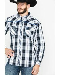 Cowboy Hardware Men's Block Plaid Long Sleeve Western Shirt  Black -Cowboy Hardware Shop 2000253975 001 P5
