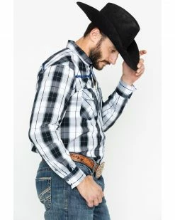 Cowboy Hardware Men's Block Plaid Long Sleeve Western Shirt  Black -Cowboy Hardware Shop 2000253975 001 P6