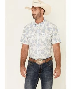 Cowboy Hardware Men's Double Paisley Print Short Sleeve Western Shirt Cream -Cowboy Hardware Shop 2000274159 110 P1 1