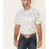 Cowboy Hardware Men's Double Paisley Print Short Sleeve Western Shirt Cream -Cowboy Hardware Shop 2000274159 110 P1