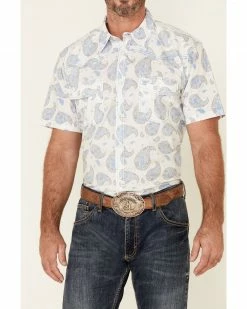 Cowboy Hardware Men's Double Paisley Print Short Sleeve Western Shirt Cream -Cowboy Hardware Shop 2000274159 110 P3