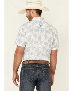 Cowboy Hardware Men's Double Paisley Print Short Sleeve Western Shirt Cream -Cowboy Hardware Shop 2000274159 110 P4