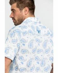 Cowboy Hardware Men's Double Paisley Print Short Sleeve Western Shirt Cream -Cowboy Hardware Shop 2000274159 110 P5