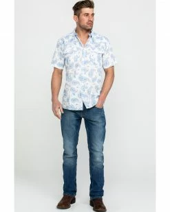 Cowboy Hardware Men's Double Paisley Print Short Sleeve Western Shirt Cream -Cowboy Hardware Shop 2000274159 110 P6