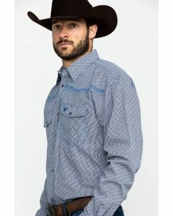 Cowboy Hardware Men's Dobby Print Long Sleeve Western Shirt  Navy -Cowboy Hardware Shop 2000285482 410 P3