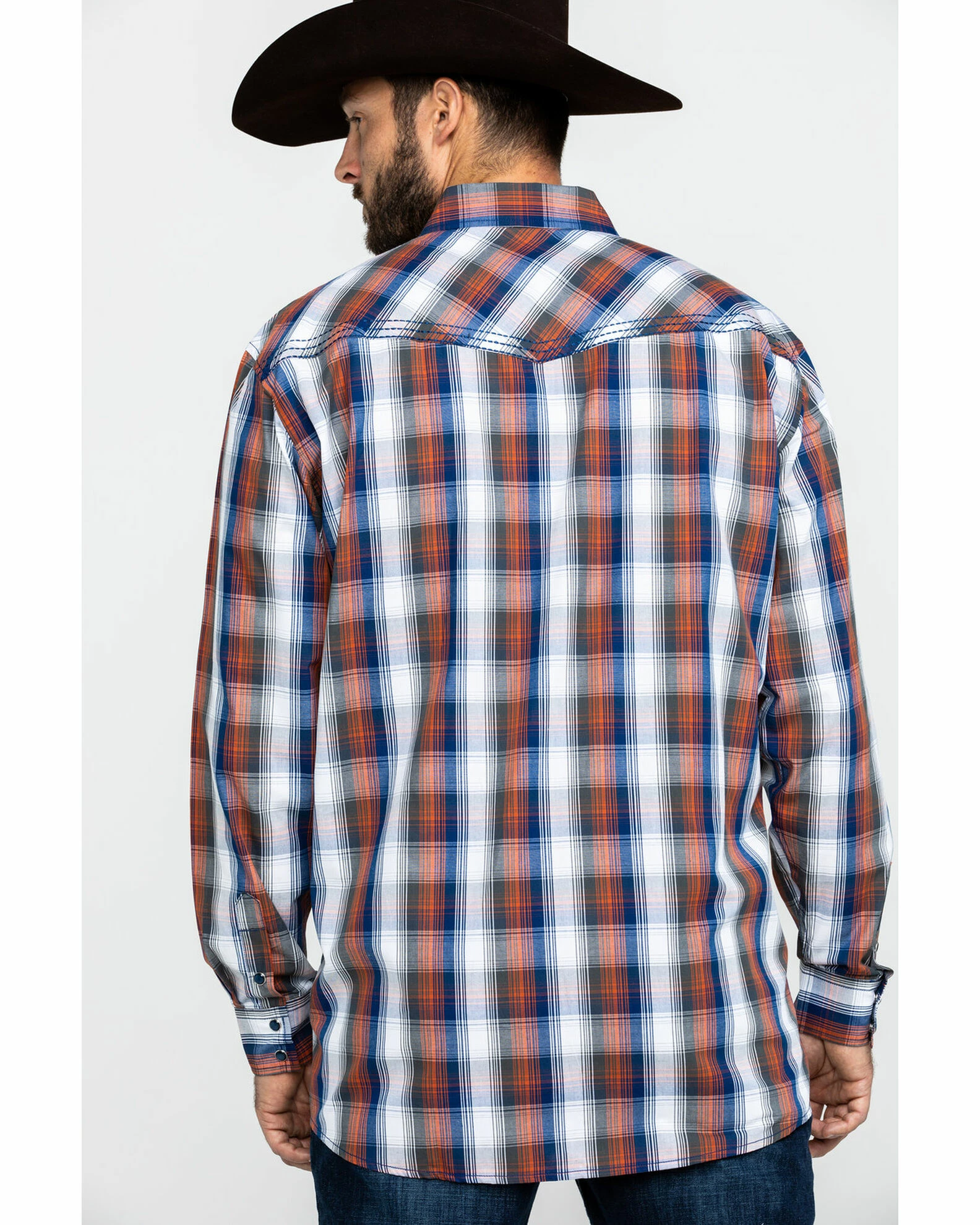 Cowboy Hardware Men's Multi Large Plaid Long Sleeve Western Shirt Orange 4 Cowboy Hardware Men's Multi Large Plaid Long Sleeve Western Shirt Orange - Image 2