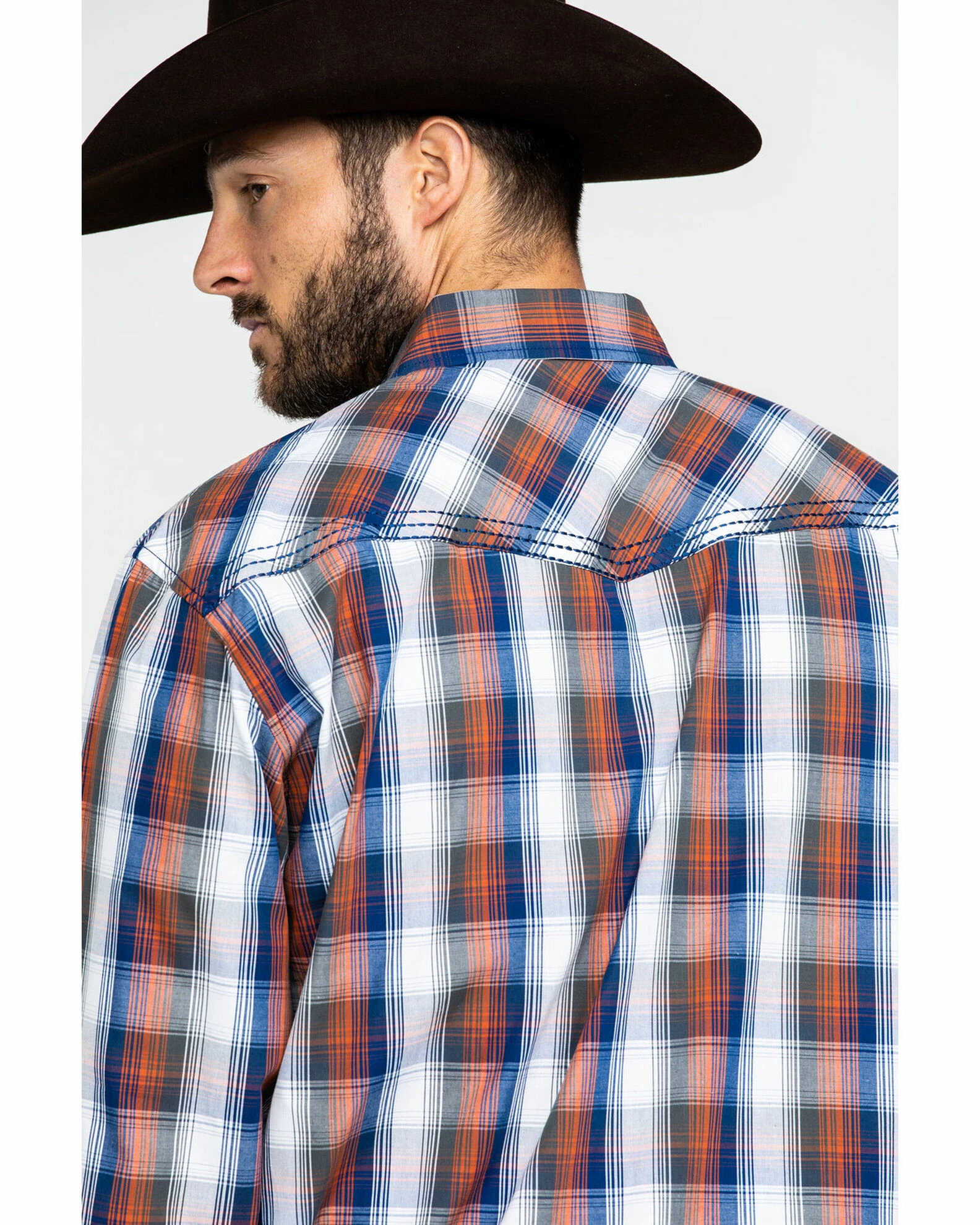 Cowboy Hardware Men's Multi Large Plaid Long Sleeve Western Shirt Orange 7 Cowboy Hardware Men's Multi Large Plaid Long Sleeve Western Shirt Orange - Image 5