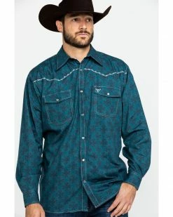 Cowboy Hardware Men's Rosette Geo Print Long Sleeve Western Shirt Teal 15 Cowboy Hardware Men's Rosette Geo Print Long Sleeve Western Shirt Teal -Cowboy Hardware Shop 2000285491 442 P1 1
