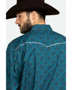 Cowboy Hardware Men's Rosette Geo Print Long Sleeve Western Shirt Teal 13 Cowboy Hardware Men's Rosette Geo Print Long Sleeve Western Shirt Teal -Cowboy Hardware Shop 2000285491 442 P5