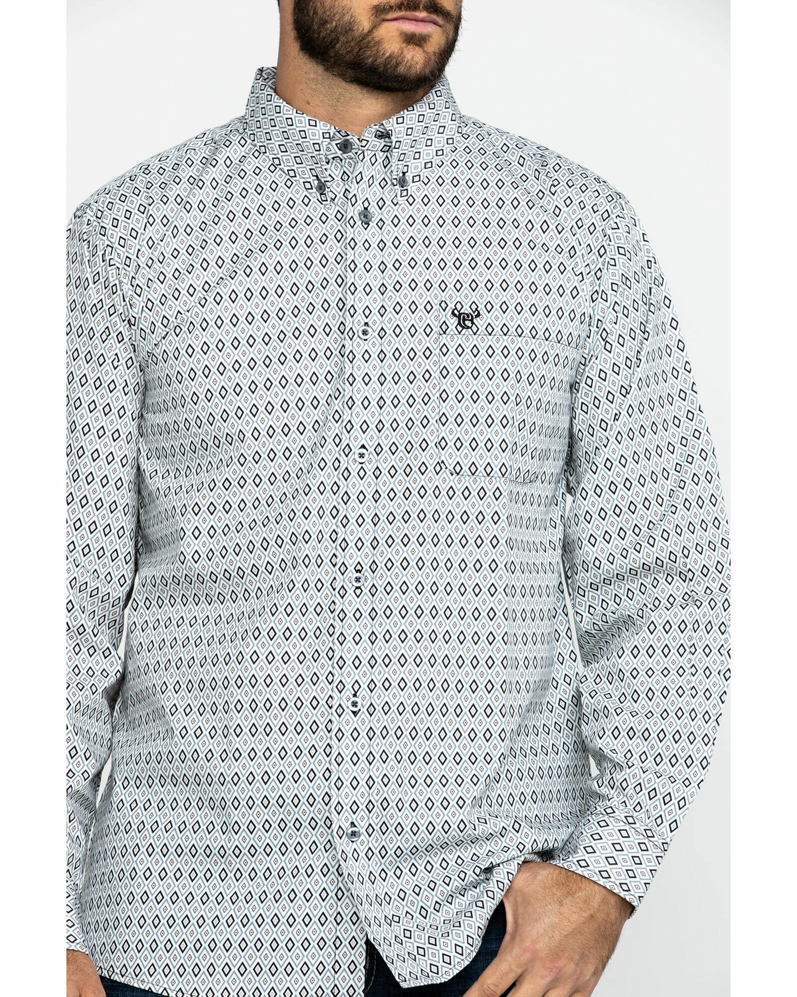 Cowboy Hardware Men's Diamond Love Print Long Sleeve Western Shirt Black 6 Cowboy Hardware Men's Diamond Love Print Long Sleeve Western Shirt Black - Image 4