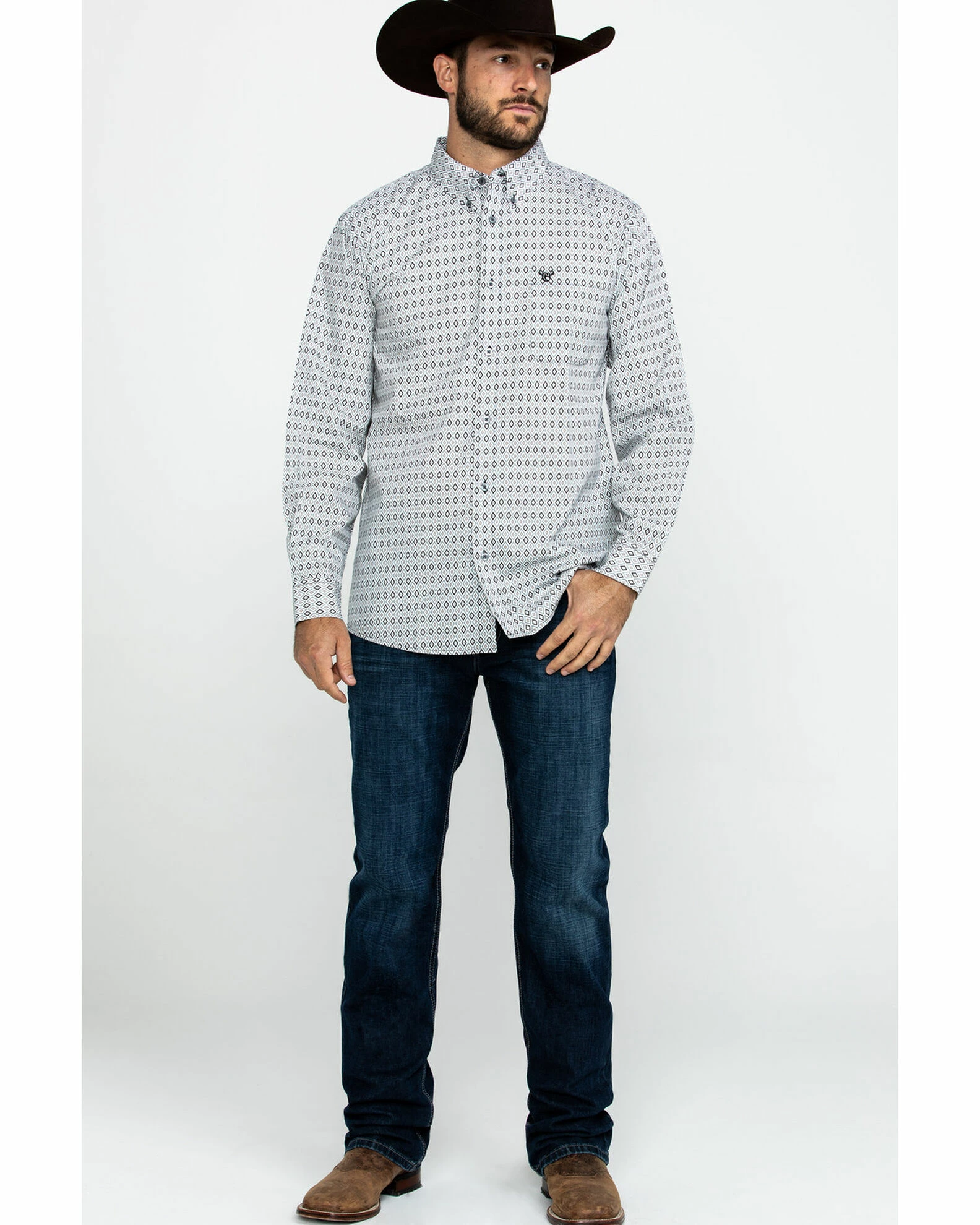 Cowboy Hardware Men's Diamond Love Print Long Sleeve Western Shirt Black 8 Cowboy Hardware Men's Diamond Love Print Long Sleeve Western Shirt Black - Image 6