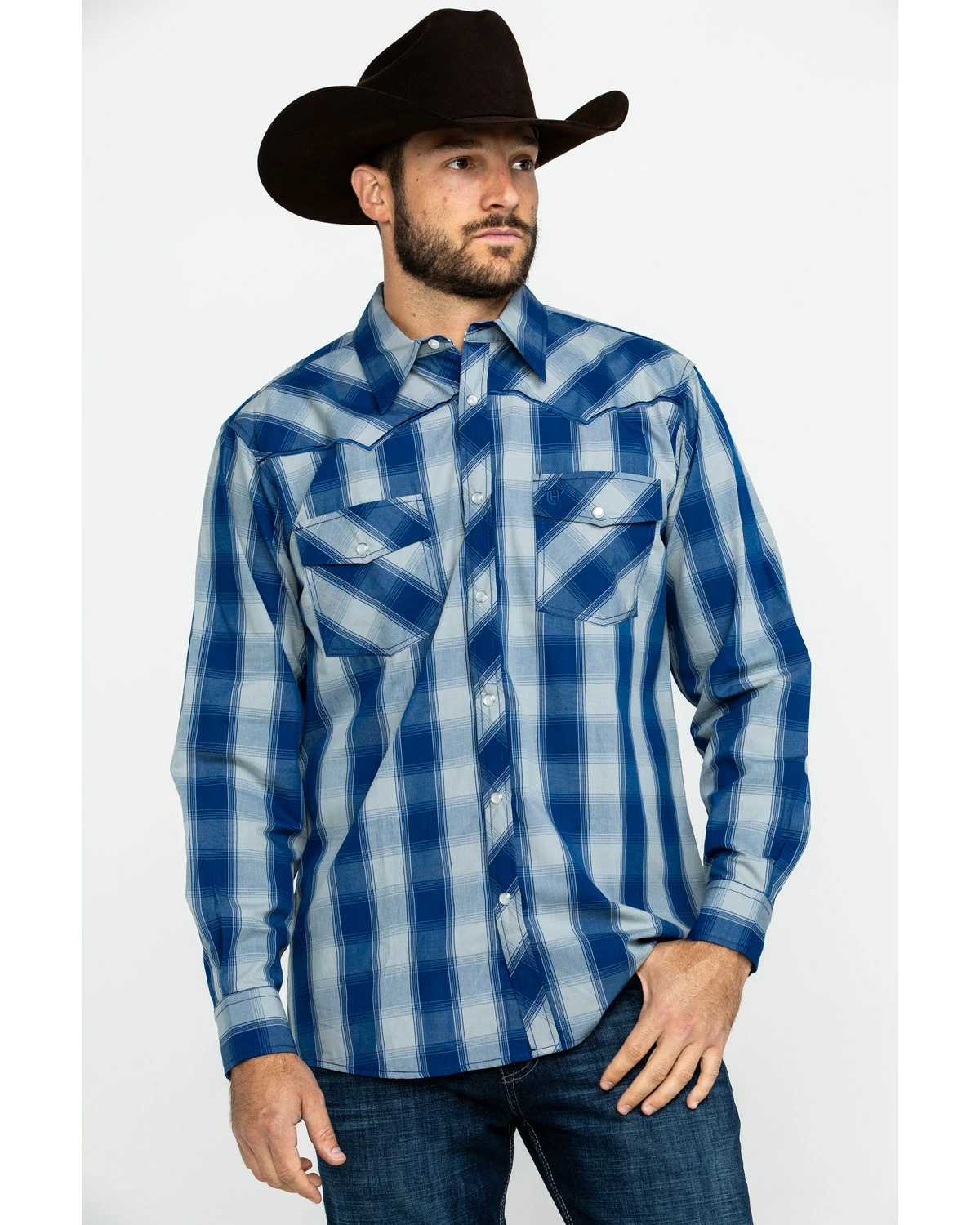 Cowboy Hardware Men's Royal Classic Plaid Long Sleeve Western Shirt Royal Blue 9 Cowboy Hardware Men's Royal Classic Plaid Long Sleeve Western Shirt Royal Blue - Image 7