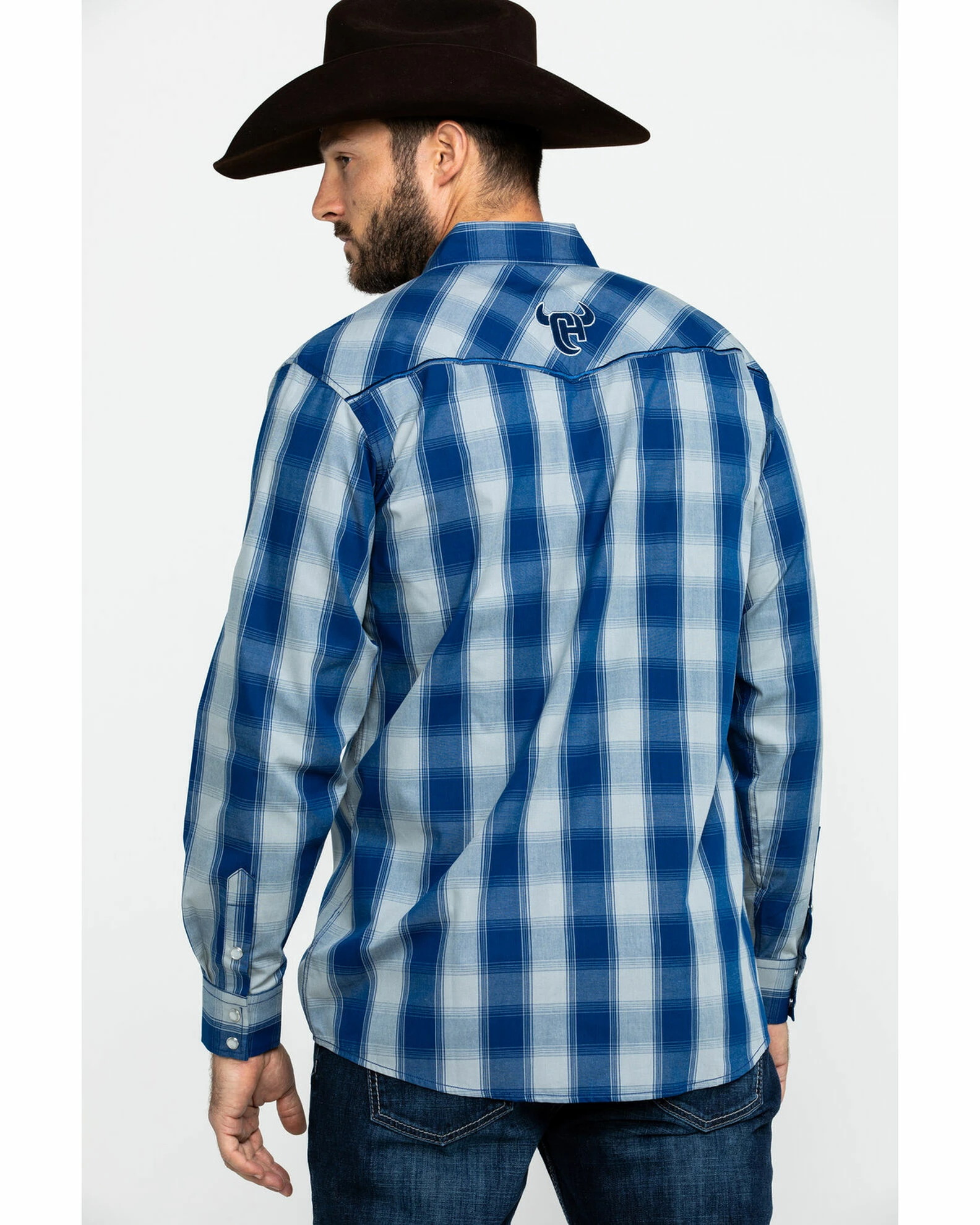 Cowboy Hardware Men's Royal Classic Plaid Long Sleeve Western Shirt Royal Blue 4 Cowboy Hardware Men's Royal Classic Plaid Long Sleeve Western Shirt Royal Blue - Image 2