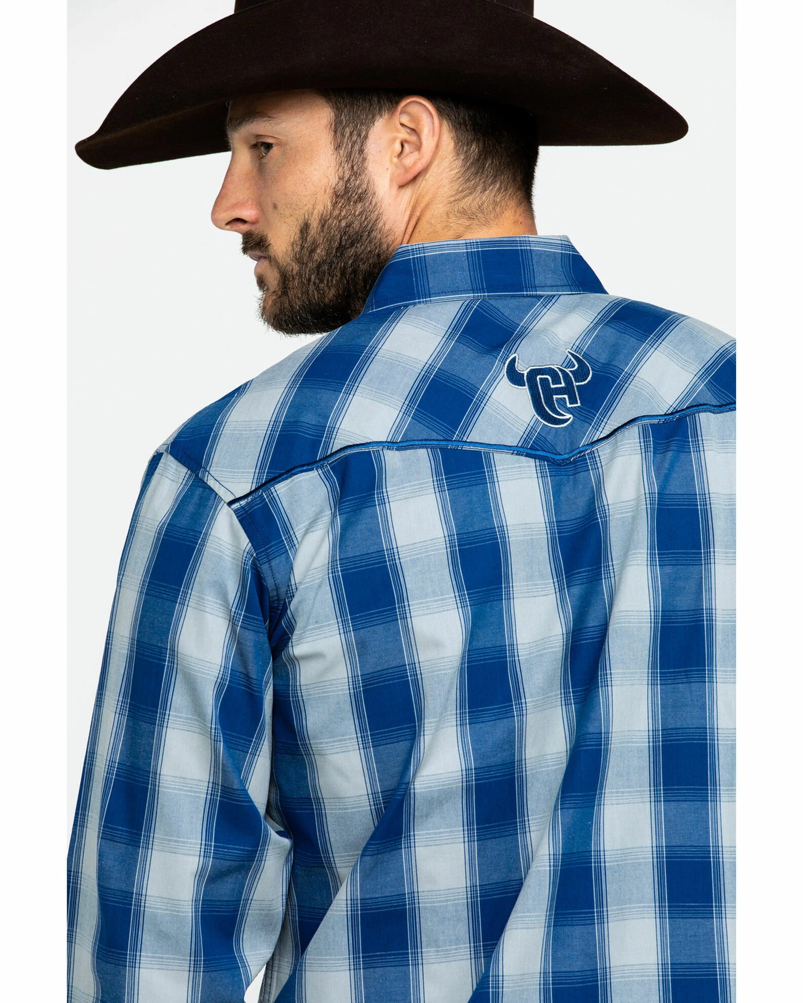 Cowboy Hardware Men's Royal Classic Plaid Long Sleeve Western Shirt Royal Blue 7 Cowboy Hardware Men's Royal Classic Plaid Long Sleeve Western Shirt Royal Blue - Image 5