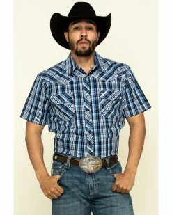 Cowboy Hardware Men's Heeler Plaid Short Sleeve Western Shirt  Blue -Cowboy Hardware Shop 2000295154 400 P1 1