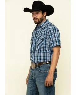Cowboy Hardware Men's Heeler Plaid Short Sleeve Western Shirt  Blue -Cowboy Hardware Shop 2000295154 400 P3