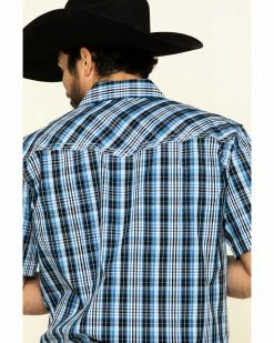 Cowboy Hardware Men's Heeler Plaid Short Sleeve Western Shirt  Blue -Cowboy Hardware Shop 2000295154 400 P5