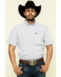 Cowboy Hardware Men's White Little Zig Geo Print Short Sleeve Western Shirt 