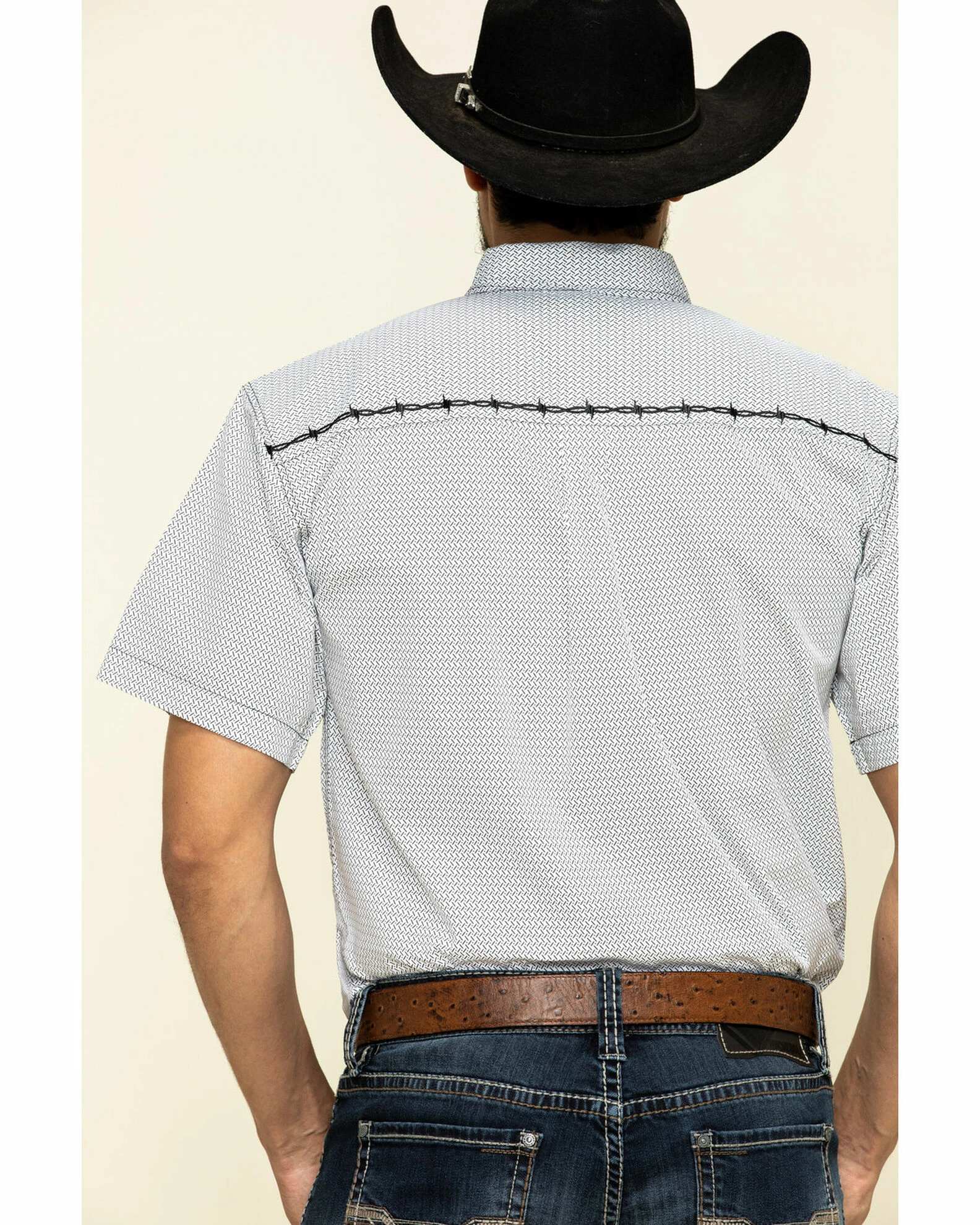 Cowboy Hardware Men's White Little Zig Geo Print Short Sleeve Western Shirt 4 Cowboy Hardware Men's White Little Zig Geo Print Short Sleeve Western Shirt - Image 2