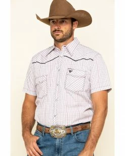 Cowboy Hardware Men's White Rake Plaid Short Sleeve Western Shirt  -Cowboy Hardware Shop 2000295159 100 P1 1