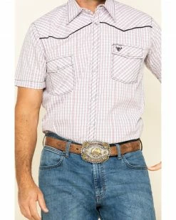 Cowboy Hardware Men's White Rake Plaid Short Sleeve Western Shirt  -Cowboy Hardware Shop 2000295159 100 P4