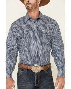 Cowboy Hardware Men's Navy Geo Print Long Sleeve Snap Western Shirt 8 Cowboy Hardware Men's Navy Geo Print Long Sleeve Snap Western Shirt -Cowboy Hardware Shop 2000334178 410 P3
