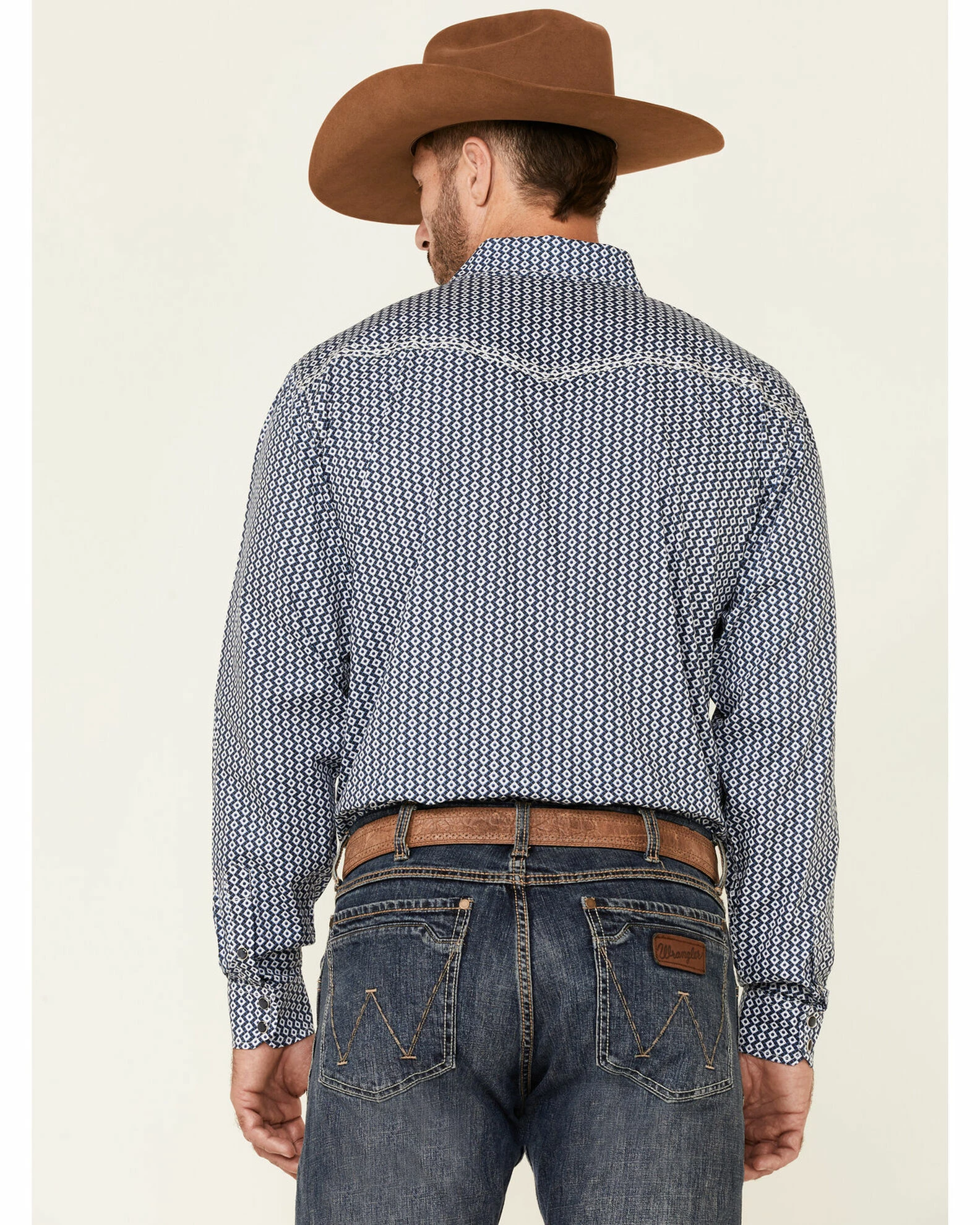 Cowboy Hardware Men's Navy Geo Print Long Sleeve Snap Western Shirt 6 Cowboy Hardware Men's Navy Geo Print Long Sleeve Snap Western Shirt - Image 4
