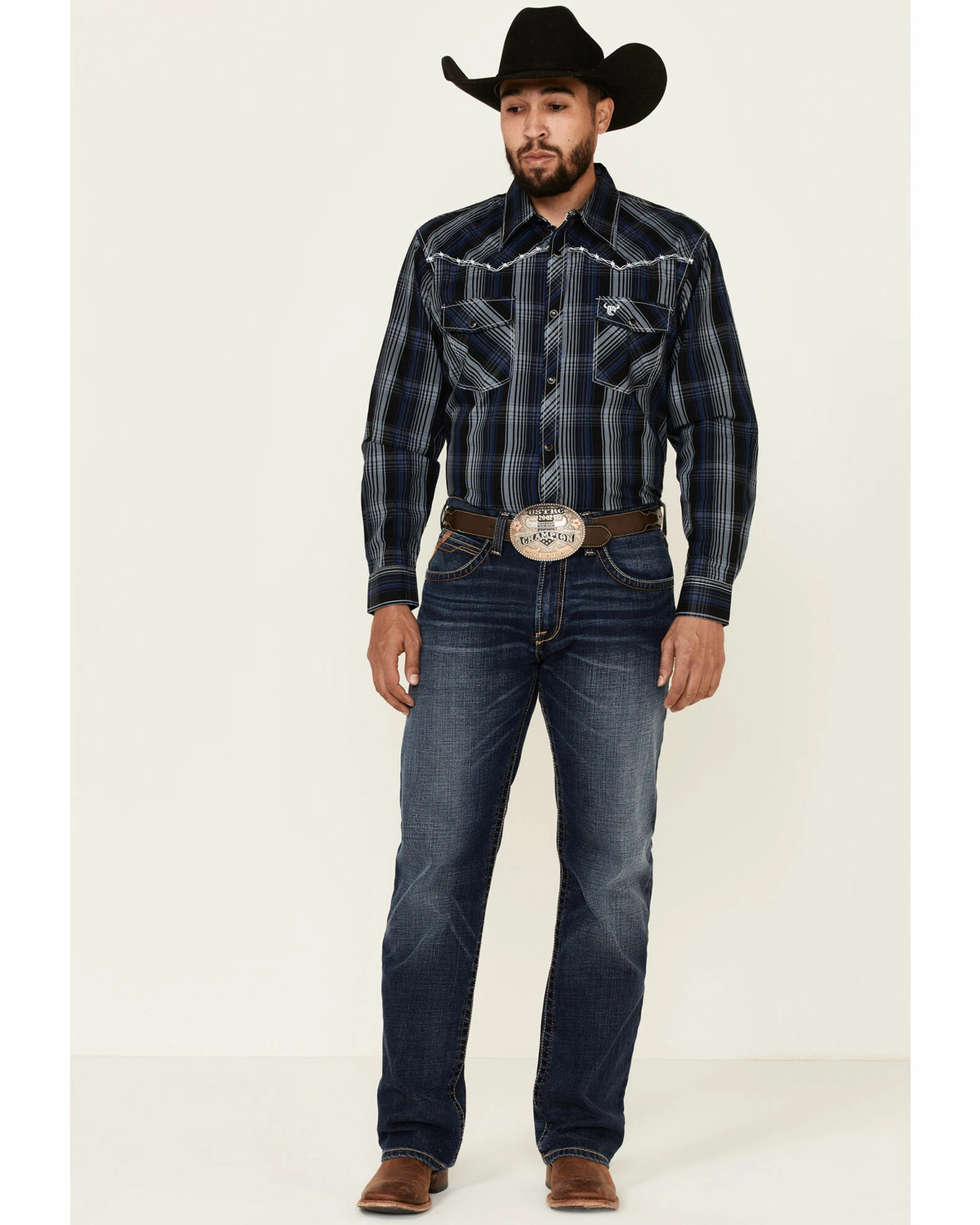 Cowboy Hardware Men's Halter Large Plaid Long Sleeve Snap Western Shirt 4 Cowboy Hardware Men's Halter Large Plaid Long Sleeve Snap Western Shirt - Image 2