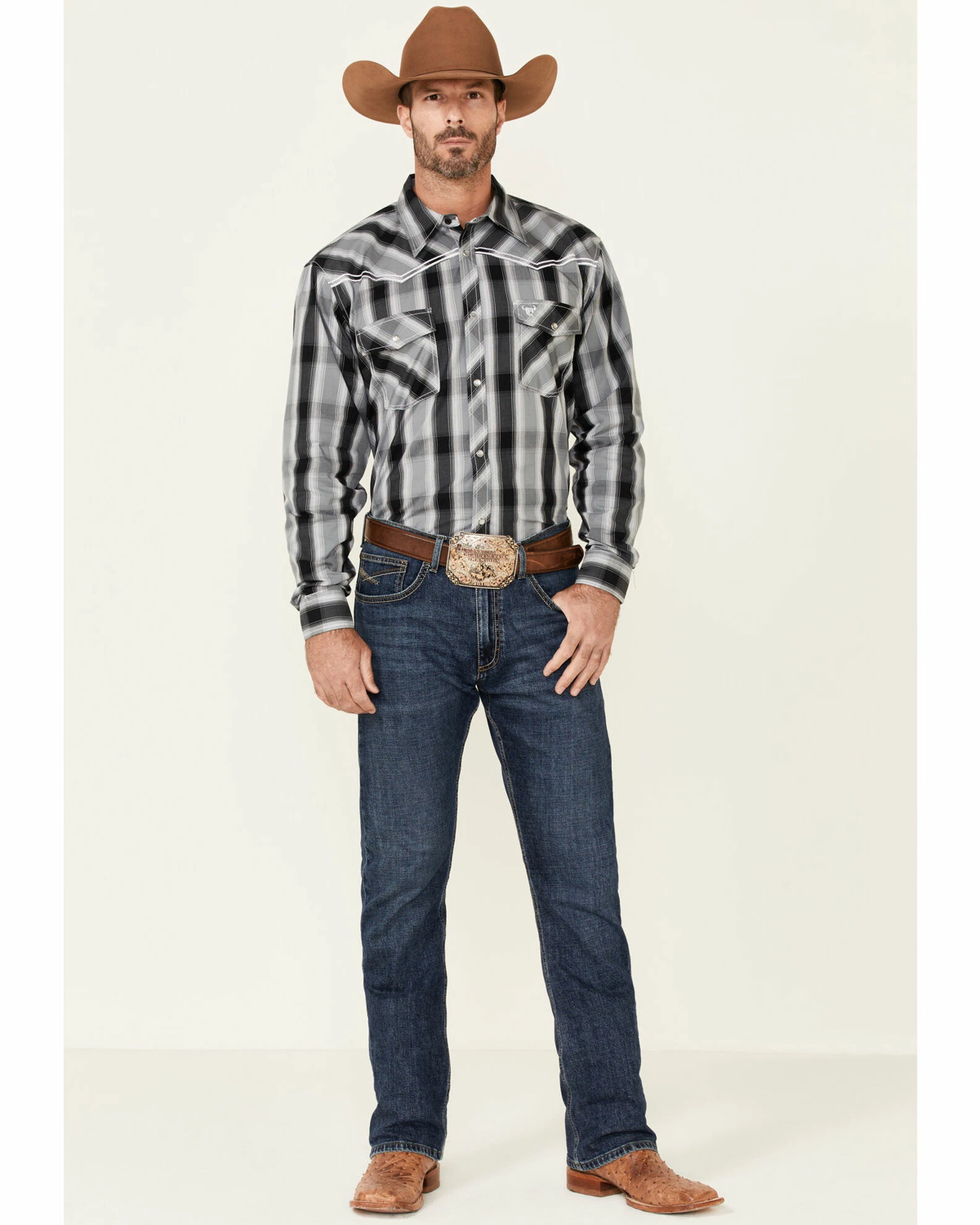 Cowboy Hardware Men's Hombre Large Plaid Long Sleeve Snap Western Shirt 4 Cowboy Hardware Men's Hombre Large Plaid Long Sleeve Snap Western Shirt - Image 2