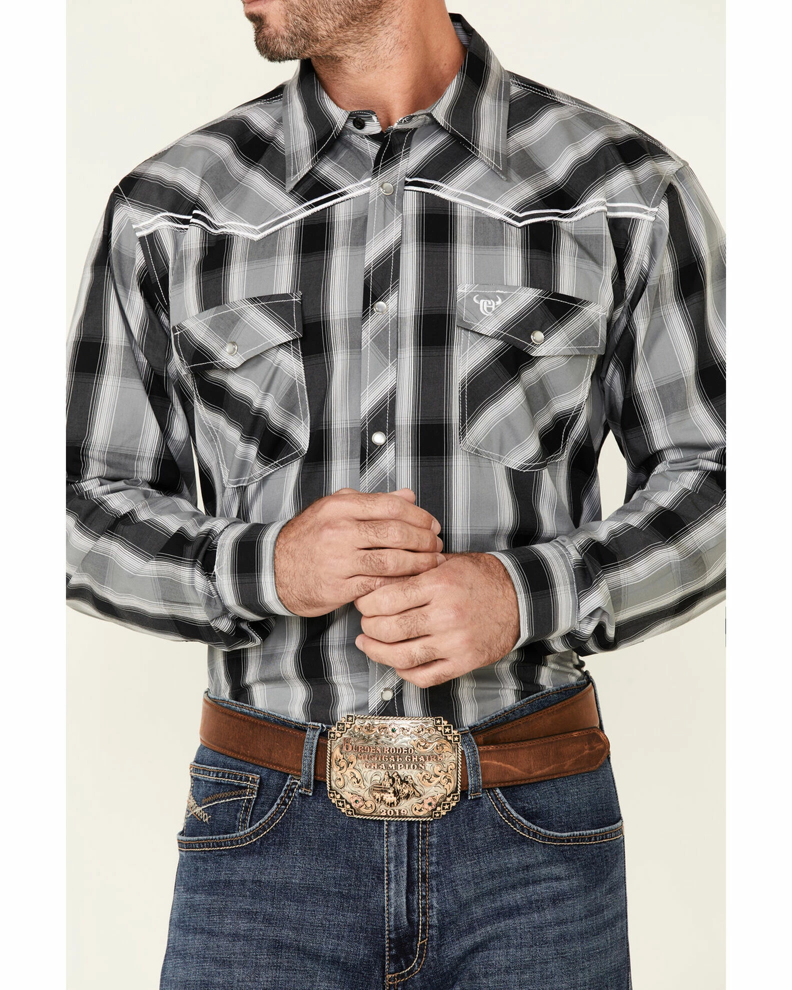 Cowboy Hardware Men's Hombre Large Plaid Long Sleeve Snap Western Shirt 5 Cowboy Hardware Men's Hombre Large Plaid Long Sleeve Snap Western Shirt - Image 3