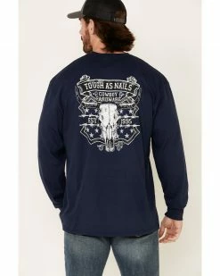 Cowboy Hardware Men's Navy Tough As Nails Graphic Long Sleeve T-Shirt  -Cowboy Hardware Shop 2000336288 410 P4