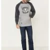 Cowboy Hardware Men's Grey Skull Ranch Graphic Baseball Hooded Sweatshirt  -Cowboy Hardware Shop 2000339113 020 P1
