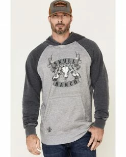 Cowboy Hardware Men's Grey Skull Ranch Graphic Baseball Hooded Sweatshirt  -Cowboy Hardware Shop 2000339113 020 P3