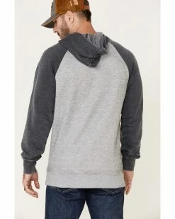 Cowboy Hardware Men's Grey Skull Ranch Graphic Baseball Hooded Sweatshirt  -Cowboy Hardware Shop 2000339113 020 P5