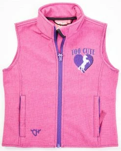 Cowboy Hardware Toddler Girls' Pink & Purple Too Cute To Cry Softshell Vest For Toddler-Girls'