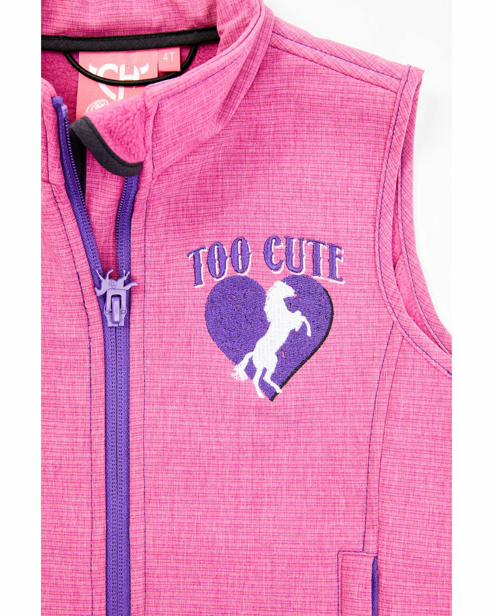 Cowboy Hardware Toddler Girls' Pink & Purple Too Cute To Cry Softshell Vest For Toddler-Girls' 4 Cowboy Hardware Toddler Girls' Pink & Purple Too Cute To Cry Softshell Vest For Toddler-Girls' - Image 2