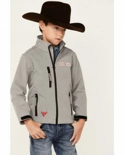 Cowboy Hardware Boys' Silver Live Wild Zip-Front Poly Shell Jacket
