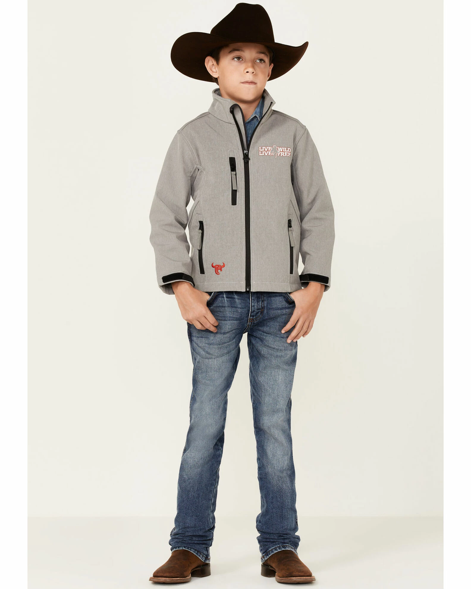 Cowboy Hardware Boys' Silver Live Wild Zip-Front Poly Shell Jacket 4 Cowboy Hardware Boys' Silver Live Wild Zip-Front Poly Shell Jacket - Image 2